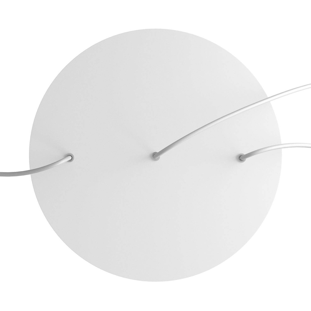 Kit rosace XXL Rose-One ronde, 400 mm, avec 3 trous alignés et 4 trous latéraux – Blanc, Blanc mat – photo 2