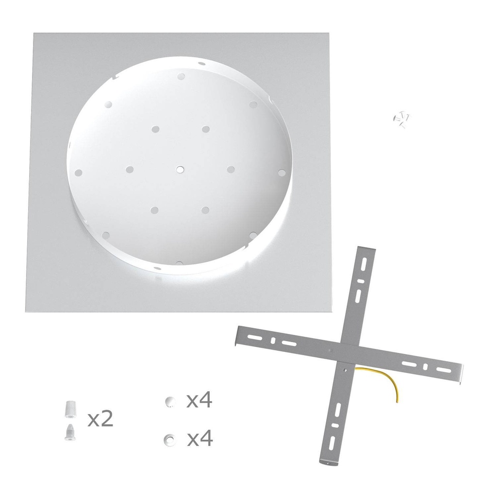 Rosone XXL Rose-One quadrato, 400 mm con 2 fori e 4 fori laterali – Bianco, Bianco opaco – foto 6