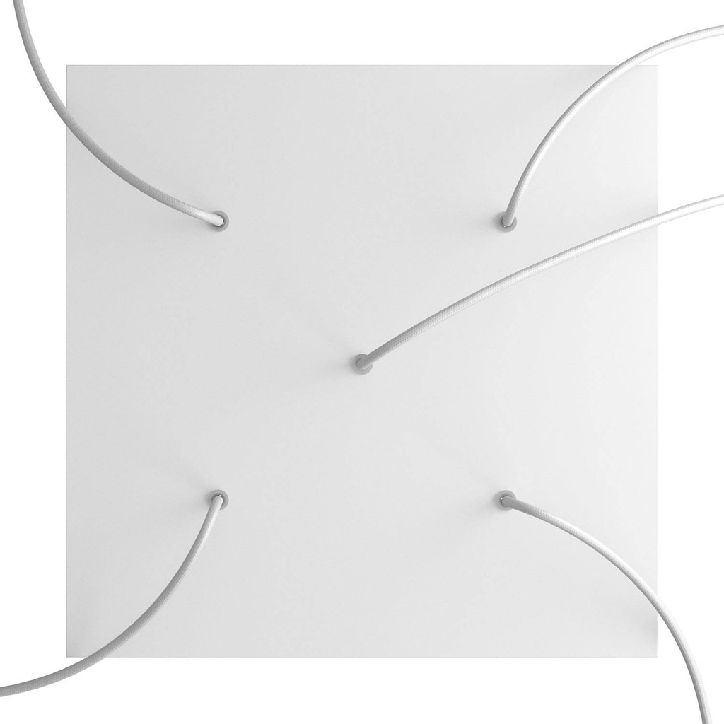 Square XXL Rose-One ceiling rose kit, 400 mm with 5 holes and 4 side holes – White, Matt white – photo 2