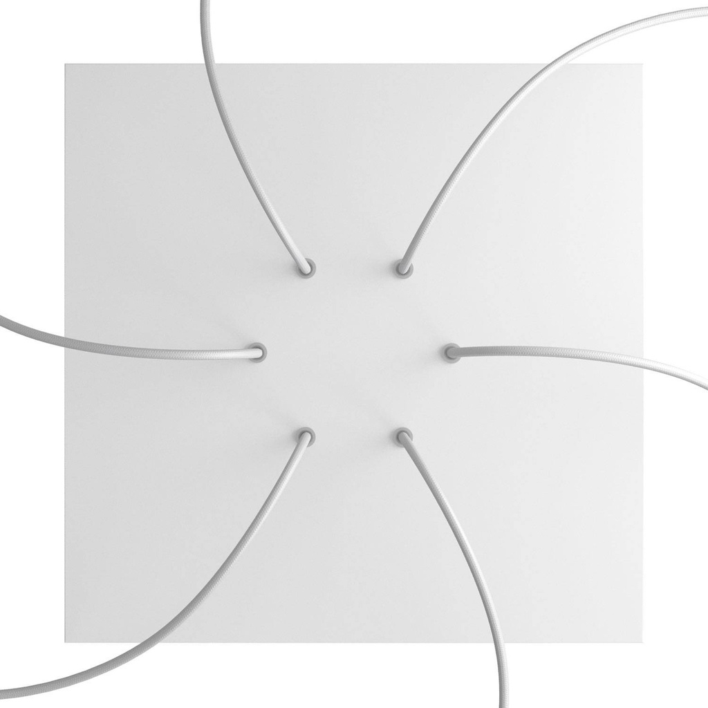 Square XXL Rose-One ceiling rose kit with 6 holes and 4 side holes, 400 mm – White, Matt white – photo 2