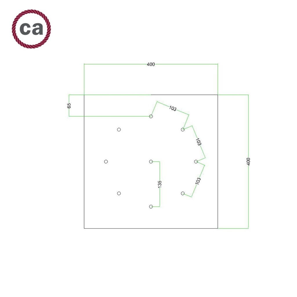 Rosace XXL Rose-One carrée, 400 mm avec 9 trous et 4 trous latéraux – Blanc, Blanc mat – photo 7