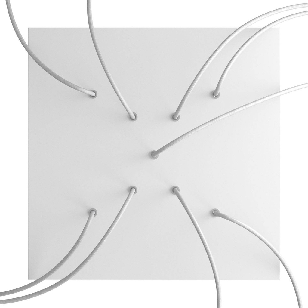 Kit de rosace XXL Rose-One carrée, 400 mm, à 9 trous en X et 4 trous latéraux – Blanc, Blanc mat – photo 2