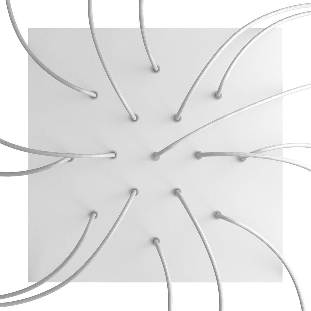 Square XXL Rose-One ceiling rose, 400 mm, with 15 holes and 4 side holes – White, Matt white – photo 2