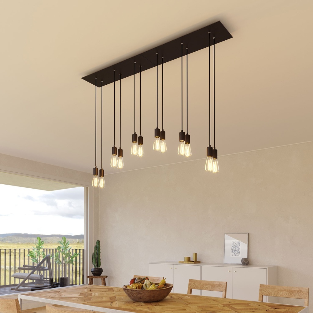 Rectangular XXL Rose-One ceiling rose kit with 6 holes and 6 side holes, 675 x 225 mm – White, Matt black Dibond – photo 3