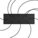 Rosone XXL Rose-One rettangolare a 10 fori e 6 fori laterali, 675 x 225 mm – Dibond nero opaco, Bianco – foto 2