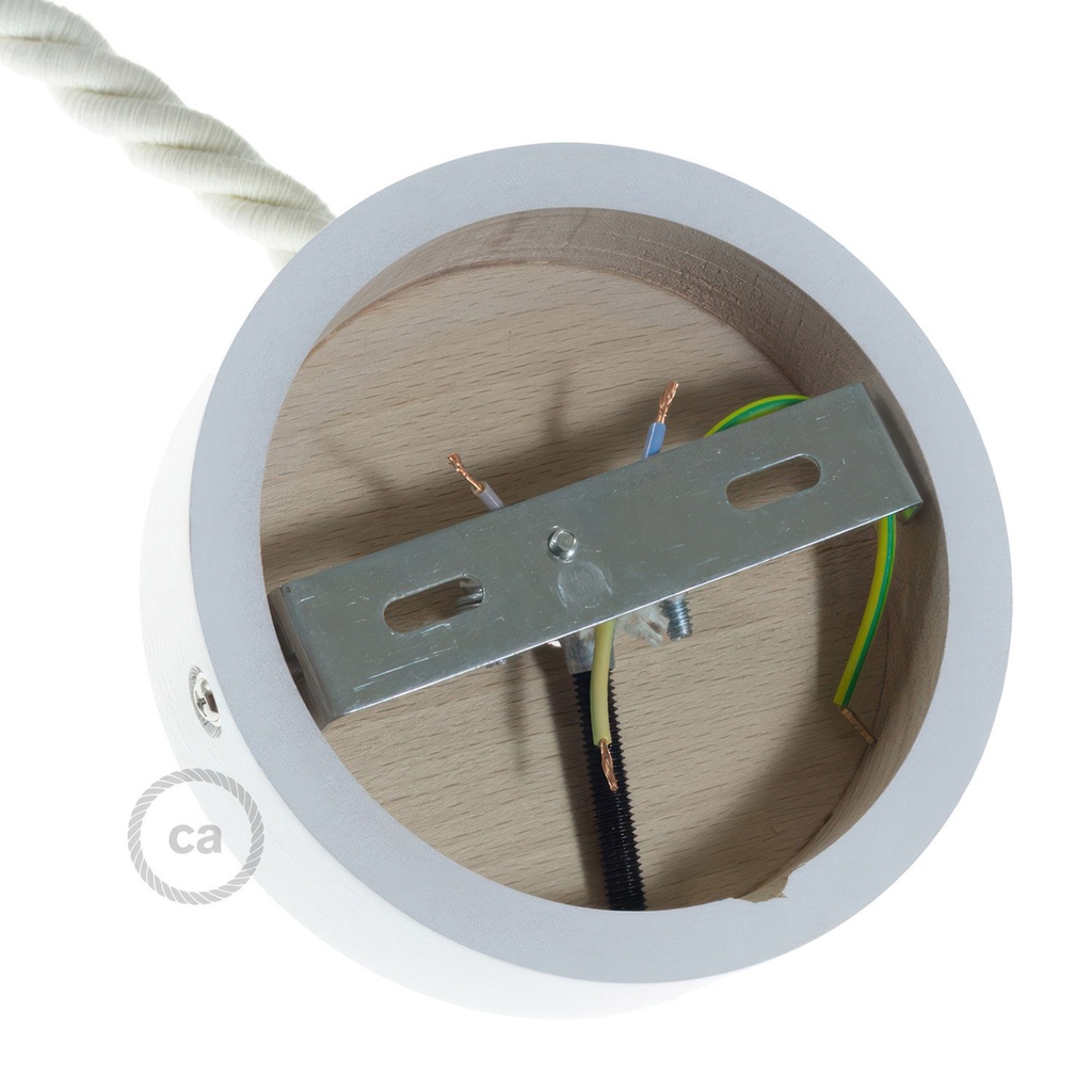 Wooden ceiling rose kit for XL cord – White – photo 3