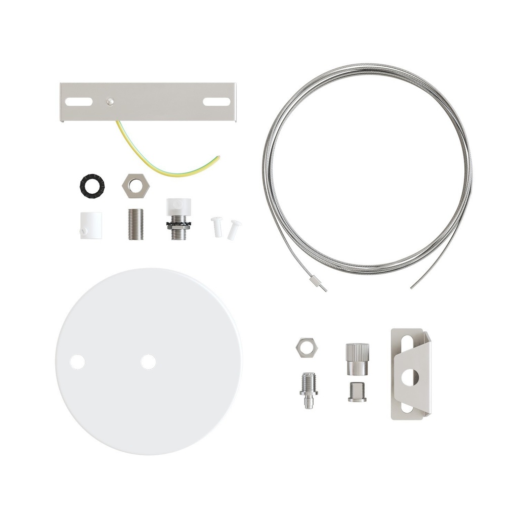 Kit rosace Ø 120 mm avec suspension en acier et équilibreur millimétrique – Blanc mat – photo 4