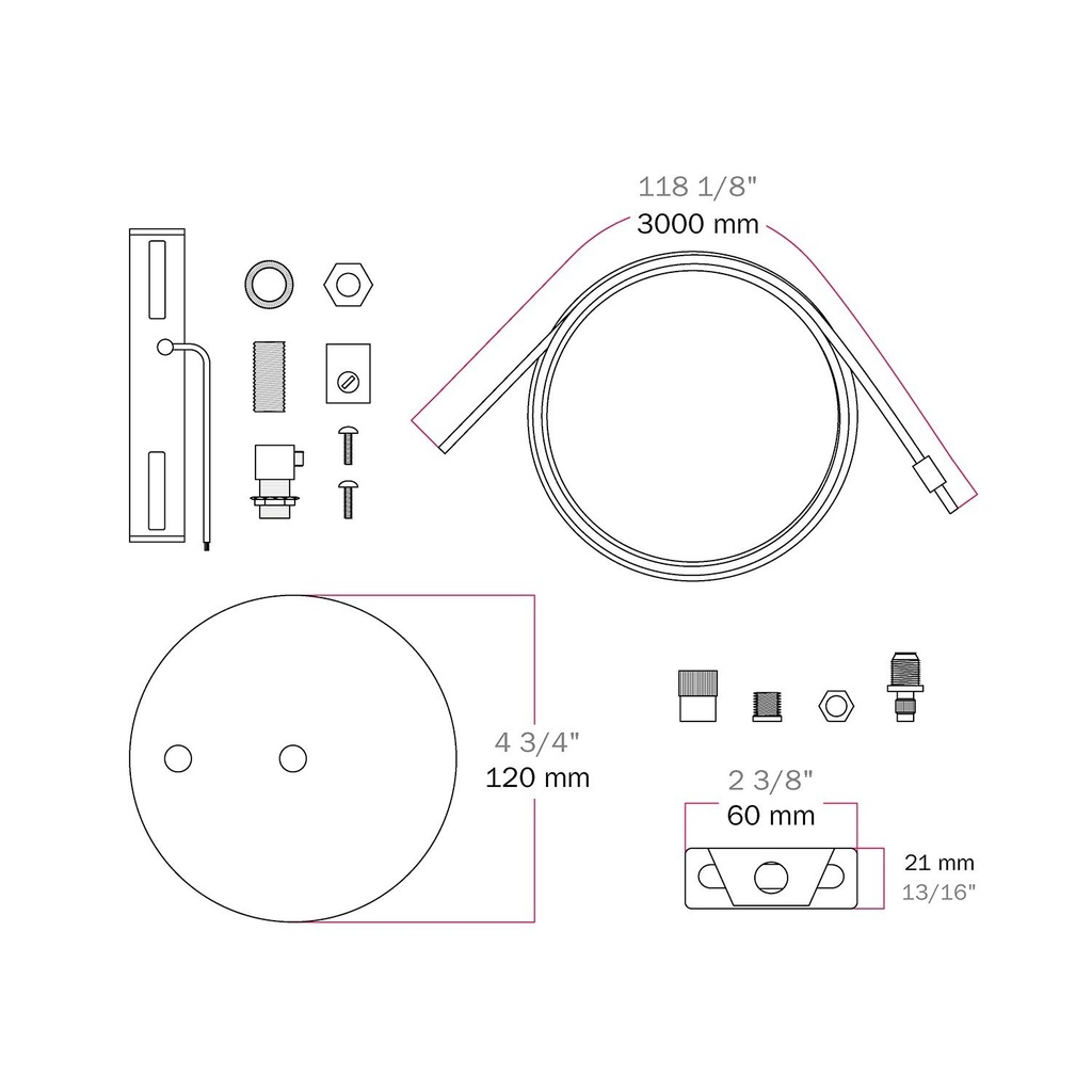 Kit rosace Ø 120 mm avec suspension en acier et équilibreur millimétrique – Blanc mat – photo 6