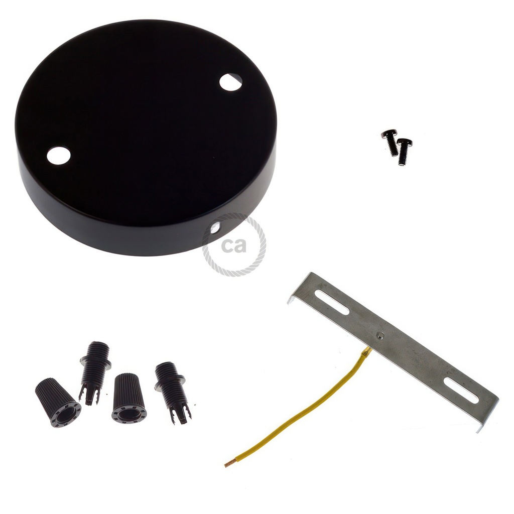 Kit rosace cylindrique en métal à 2 trous – Non, Noir, Conique – photo 4