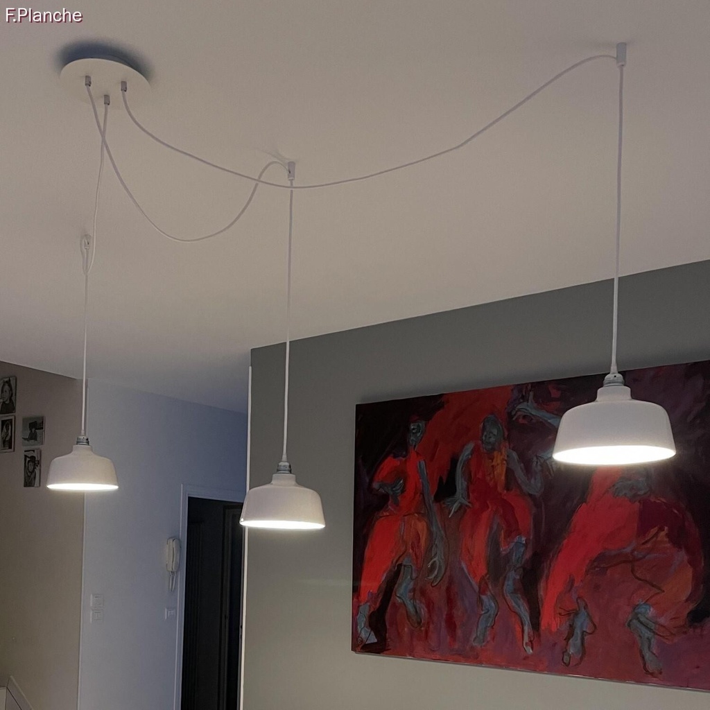 Rosace Rose-One ronde, diamètre 200 mm avec 3 trous et 4 trous latéraux – Blanc, Blanc mat – photo 9