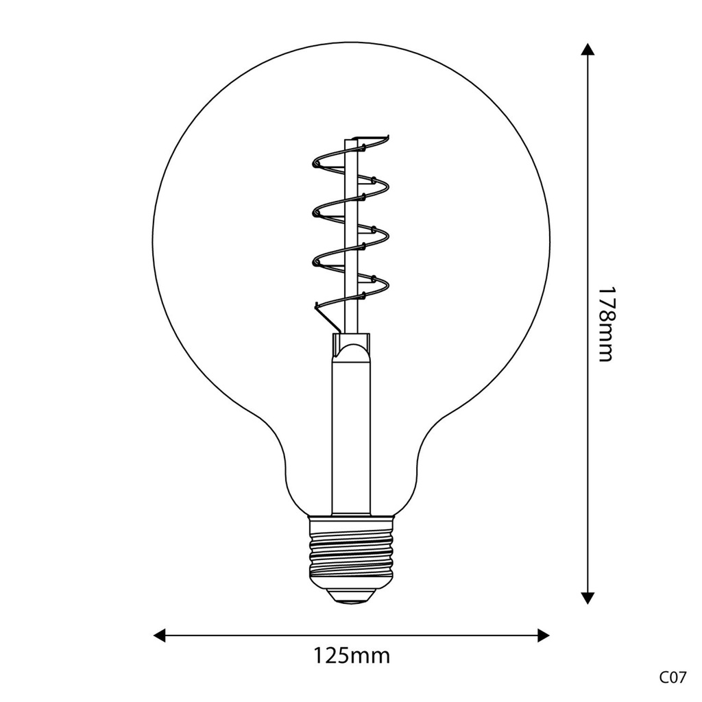 LED-Leuchtmittel Gold Carbon Line Spiralfaden Globe G125 4W 250Lm E27 1800K dimmbar – C07 – Foto 3
