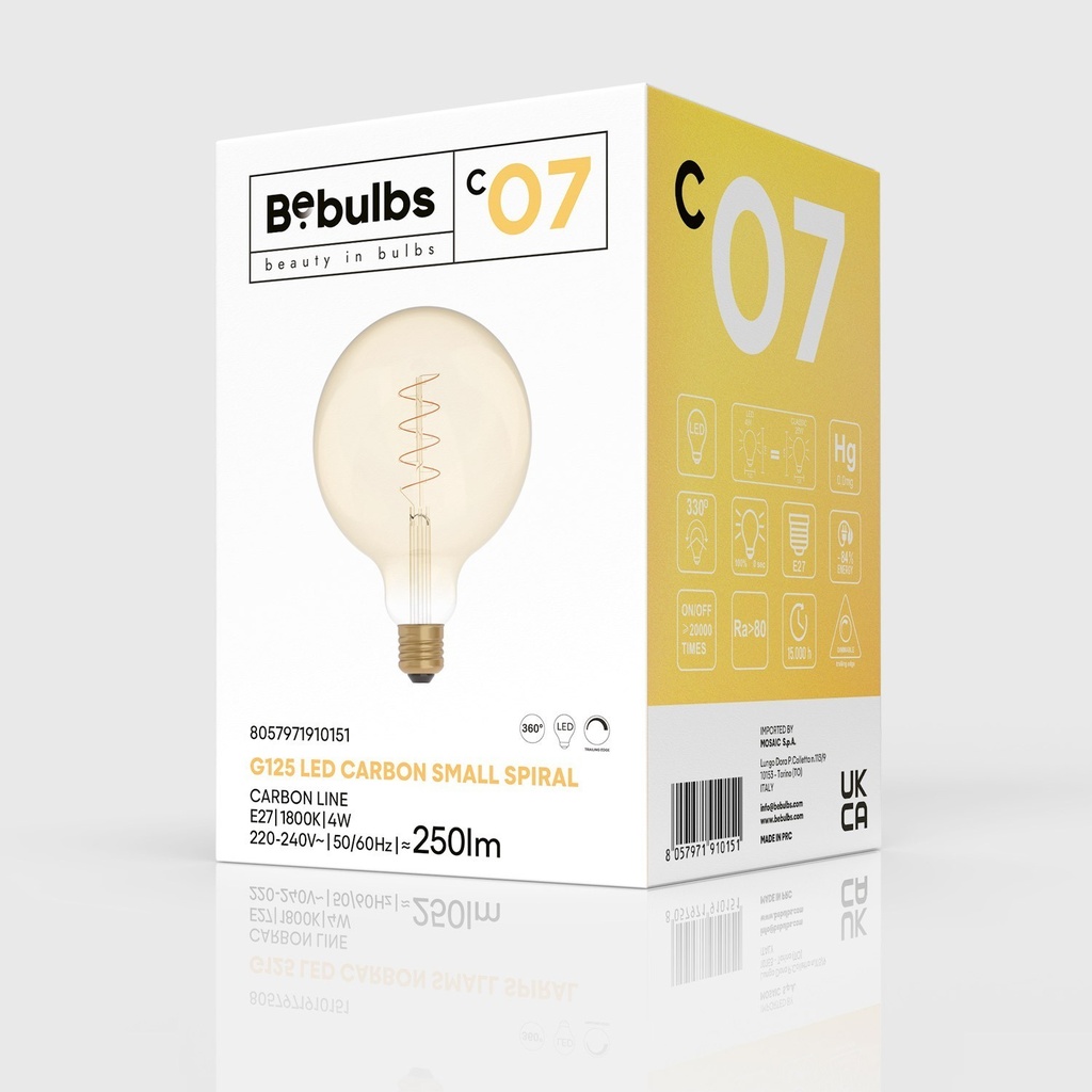 LED-Leuchtmittel Gold Carbon Line Spiralfaden Globe G125 4W 250Lm E27 1800K dimmbar – C07 – Foto 4