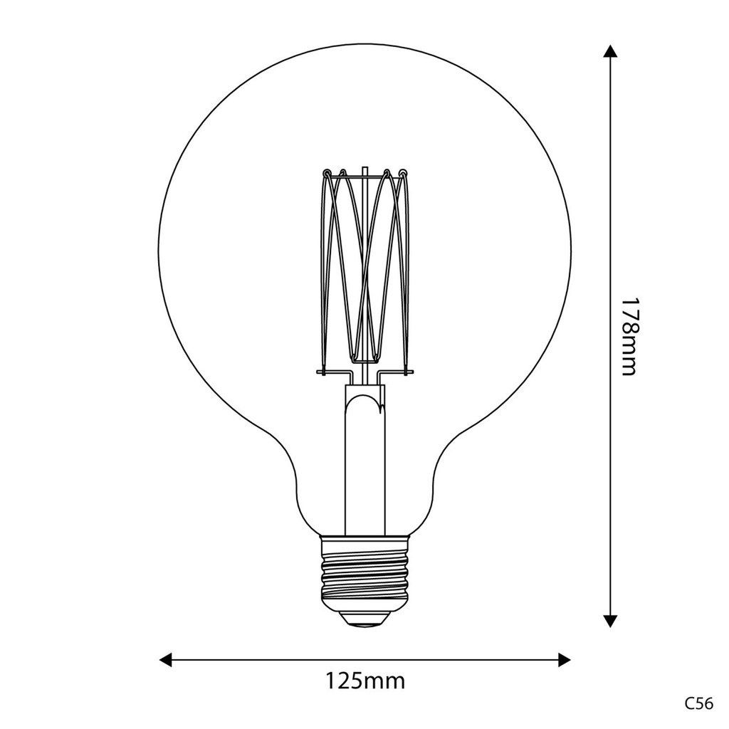 Gold LED Light bulb Carbon Line vertical filament Globe G125 7W 640Lm E27 2700K Dimmable - C56 – photo 3