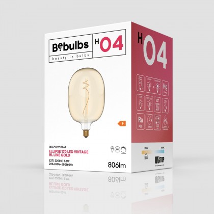 Lampadina LED Dorata Ovale 170 8,8W 806Lm E27 2200K Dimmerabile - H04 – foto 4