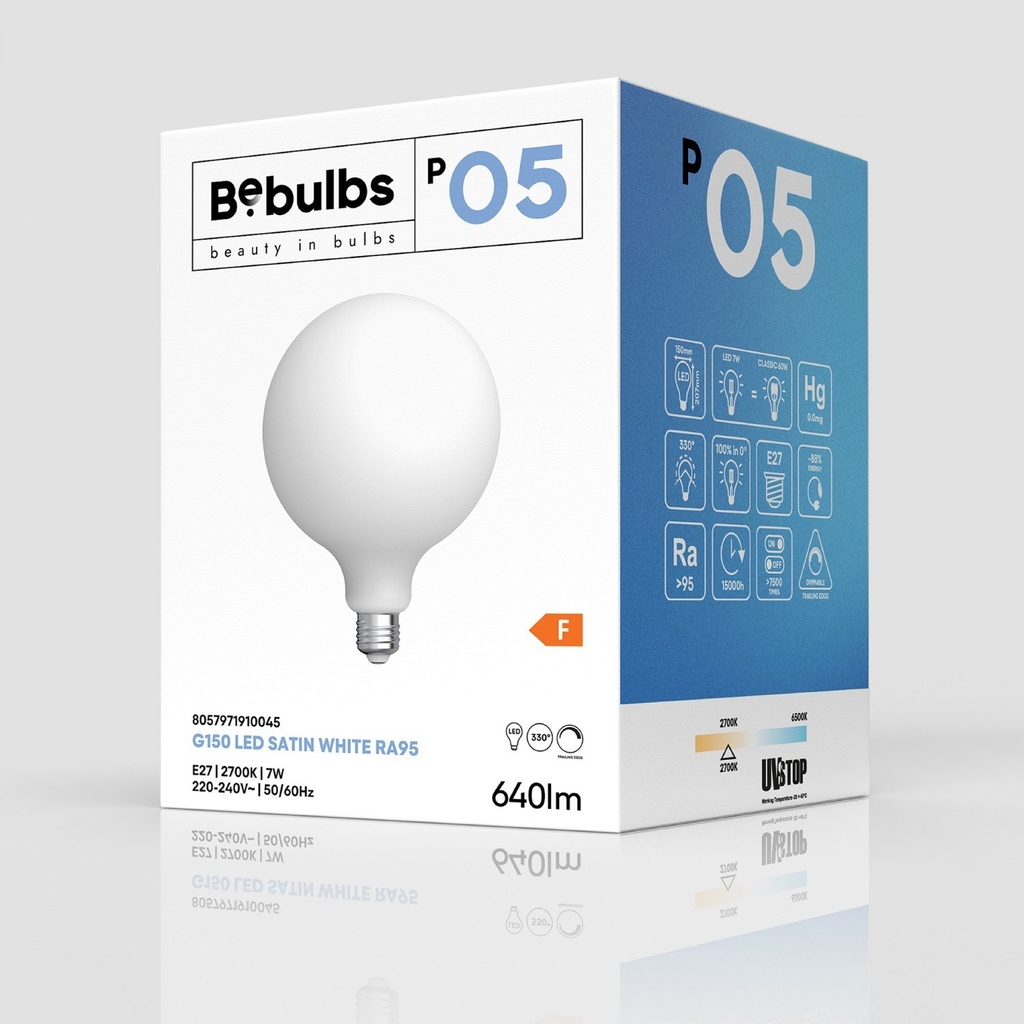 LED Light bulb Porcelain Effect CRI 95 G150 7W 640Lm E27 2700K Dimmable - P05 – photo 4