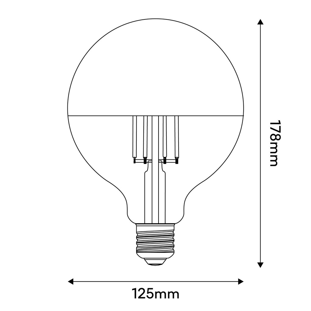 Light bulb LED Half Sphere Silver Globe G125 7W 650Lm E27 2700K Dimmable - A05 – photo 3
