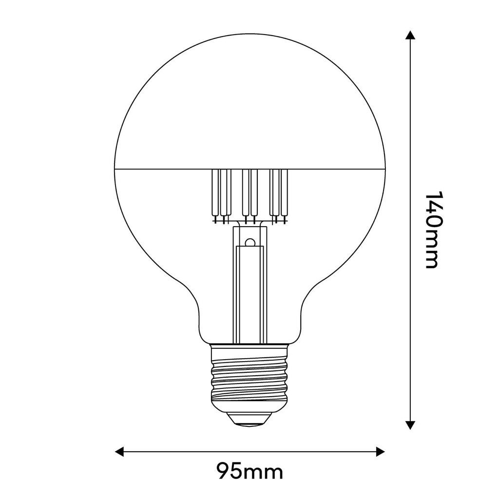 LED Light bulb Silver Half Sphere Globe G95 7W 650Lm E27 2700K Dimmable - A04 – photo 3