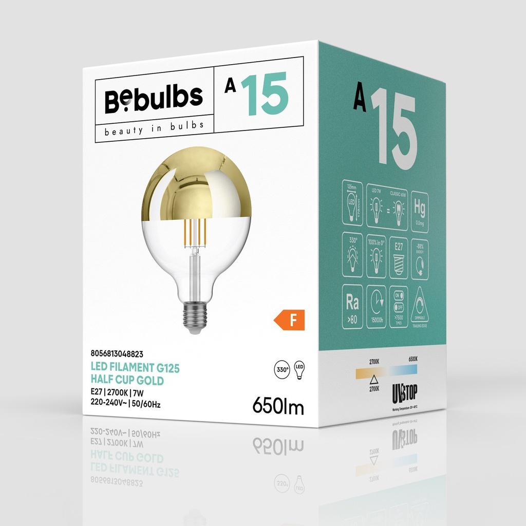 Ampoule LED Demi-sphère Or Globe G125 7W 650Lm E27 2700K Dimmable - A15 – photo 4