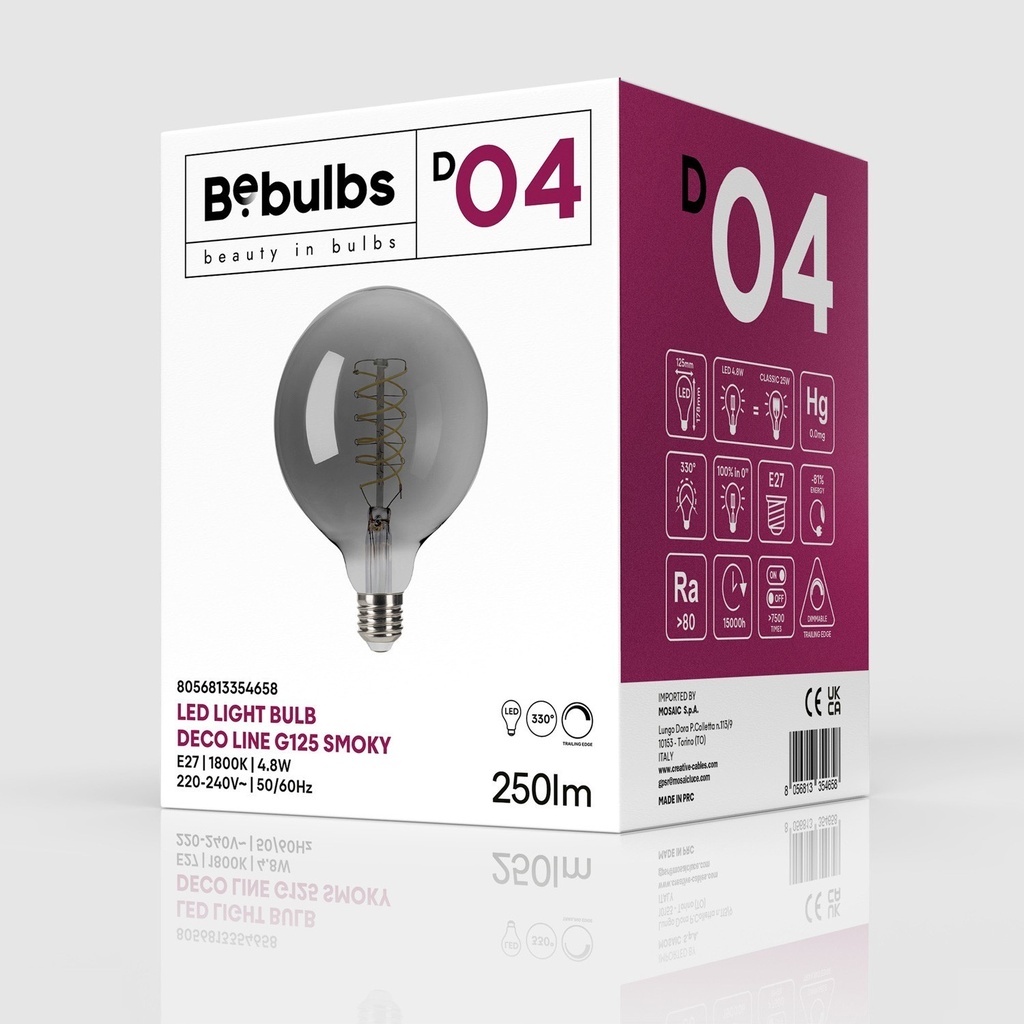 LED-Globe Smoky G125 4,8W 250Lm E27 1800K dimmbar – D04 – Foto 4