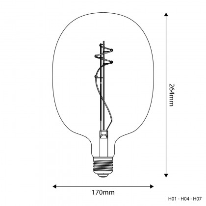 LED-Leuchtmittel Transparent Oval 170 11W 1210Lm E27 2700K Dimmbarkeit – H01 – Foto 3