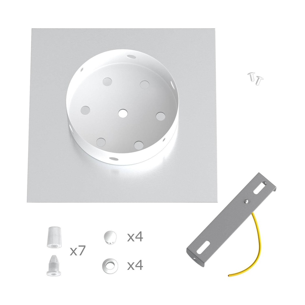 Quadratischer Rose-One-Baldachin, 200 mm mit 7 Löchern und 4 seitlichen Löchern – Weiß, Mattweiß – Foto 5
