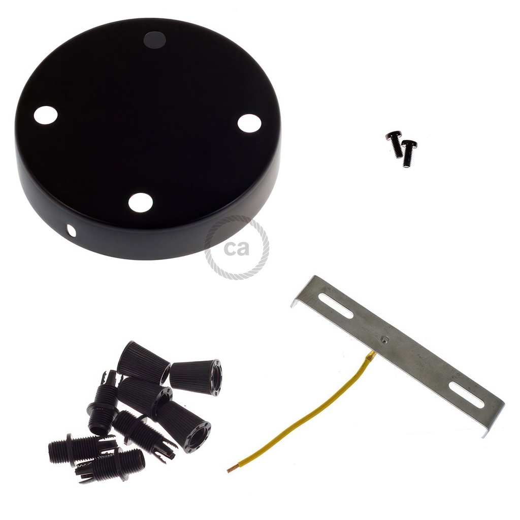 Kit rosace cylindrique en métal à 4 trous – Noir, Conique – photo 4