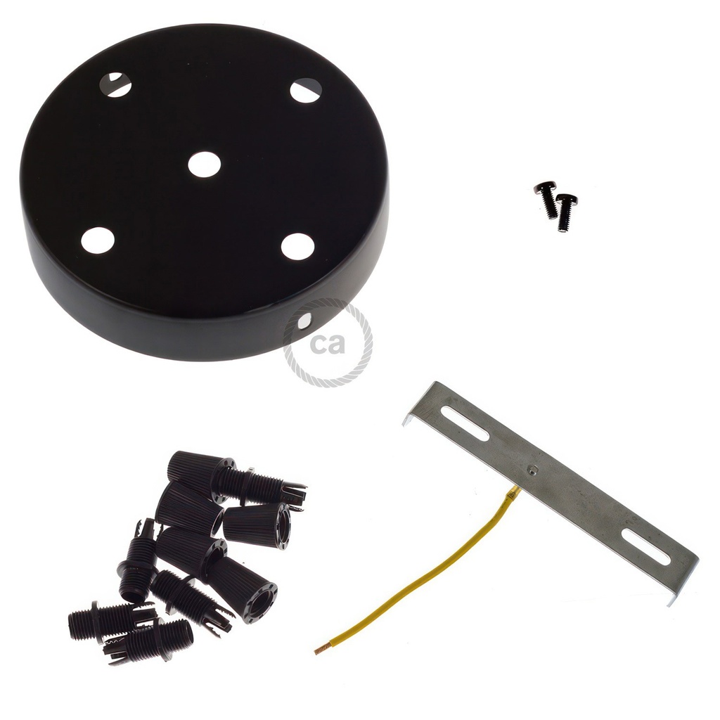 Kit rosone cilindrico in metallo a 5 fori – Nero, Conico – foto 4