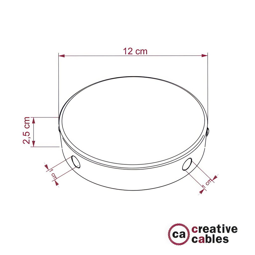 Cylindrical metal ceiling rose kit with 4 side holes (junction box) – Black – photo 5