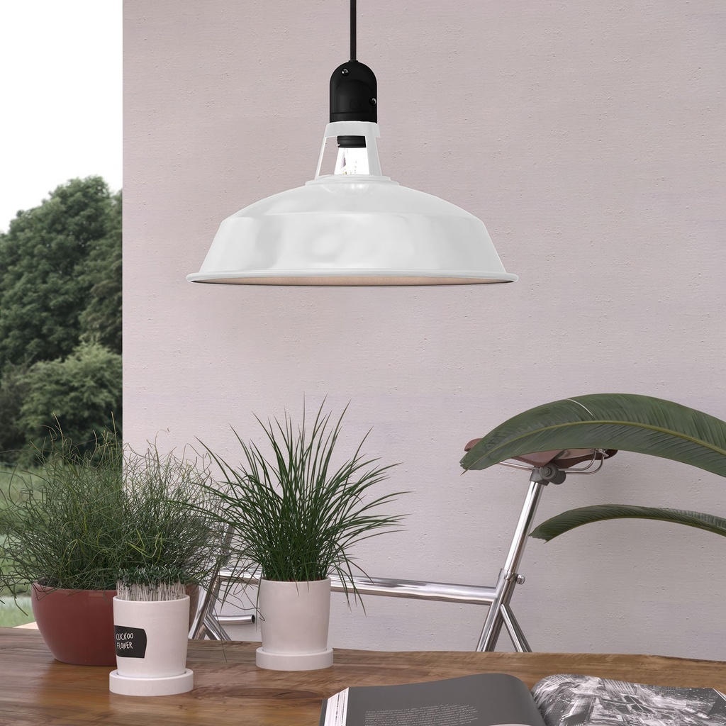 Harbour-Lampenschirm aus emailliertem Metall mit E27-Fassung, Durchmesser 38 cm – Weiß – Foto 5