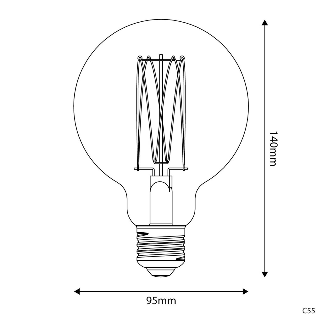 LED Golden Light Bulb Carbon Line Filament Cage Globe G95 7W 640Lm E27 2700K Dimmable - C55 – photo 3