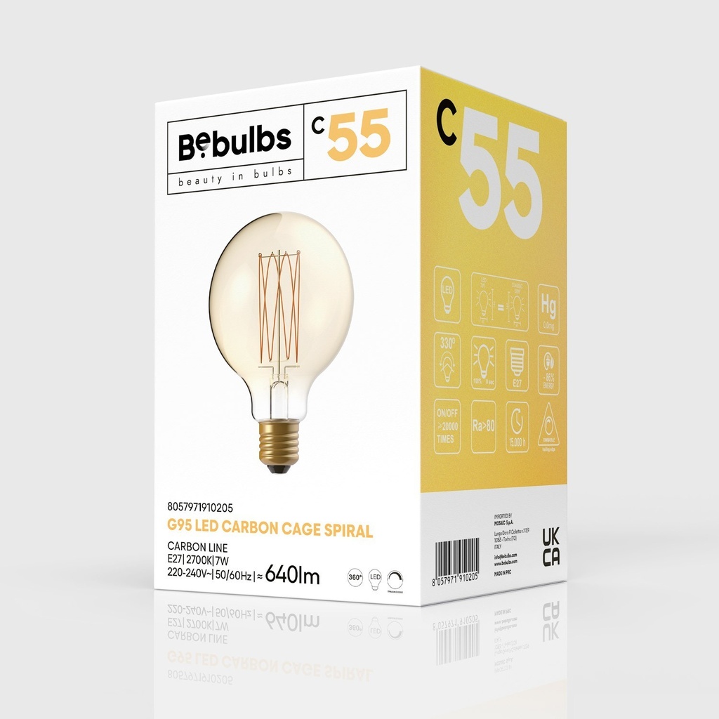 LED Golden Light Bulb Carbon Line Filament Cage Globe G95 7W 640Lm E27 2700K Dimmable - C55 – photo 4