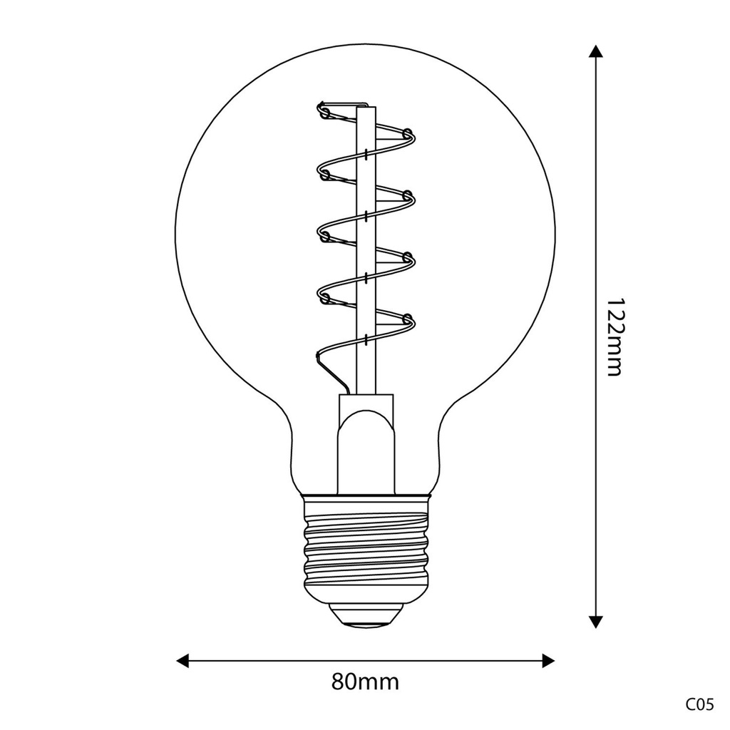 LED-Glühbirne Gold Carbon Line Spiralfaden Globe G80 4W 250Lm E27 1800K dimmbar – C05 – Foto 3
