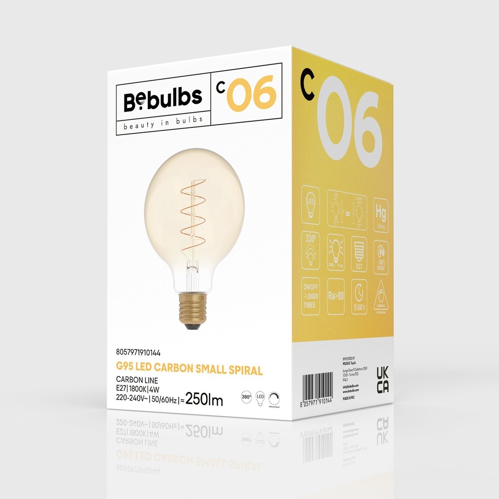 LED-Glühbirne Gold Carbon Line Spiralfaden Globe G95 4W 250Lm E27 1800K dimmbar – C06 – Foto 4