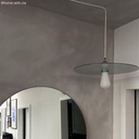 Paralume piatto Ellepì oversize in Dibond per lampade a sospensione da esterni, diametro 40 cm - Made in Italy – Bianco – foto 7