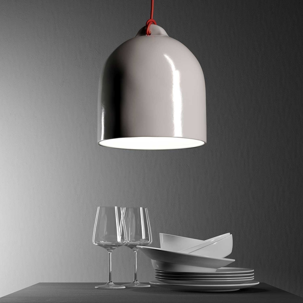 Campana M Lampenschirm aus Keramik für Pendelleuchte - Made in Italy – Weiß glänzend – Foto 3