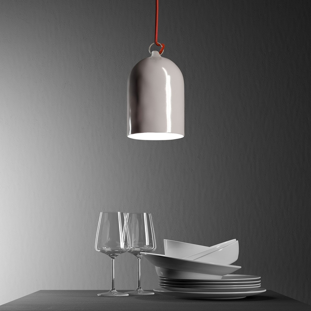 Paralume Campana Mini XS in ceramica per sospensione - Made in Italy – Bianco lucido – foto 3
