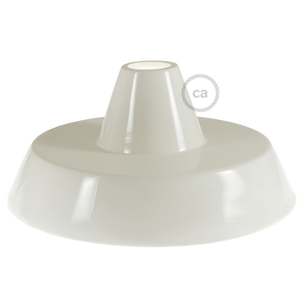 Industrial ceramic lampshade for suspension – Glossy white – photo 3
