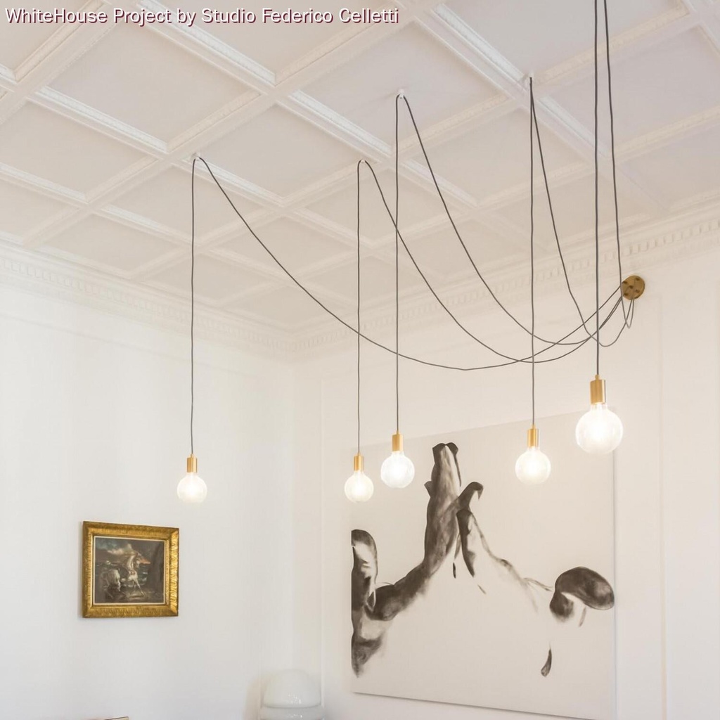 Decentratore, gancio a 'V' a soffitto o parete per cavo elettrico tessile – Bianco – foto 6
