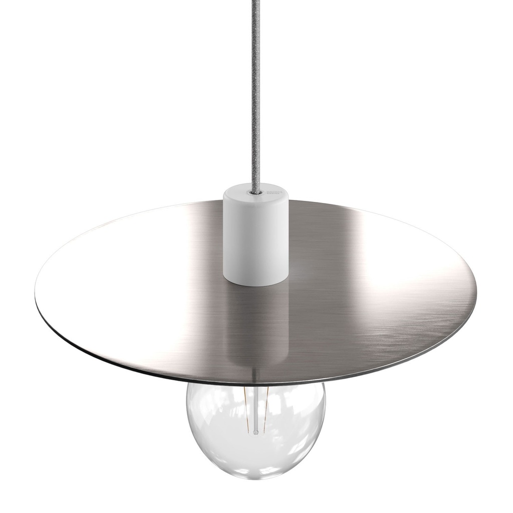 Paralume piatto Ellepì oversize in Dibond per lampade a sospensione da esterni, diametro 40 cm - Made in Italy – Bianco – foto 9