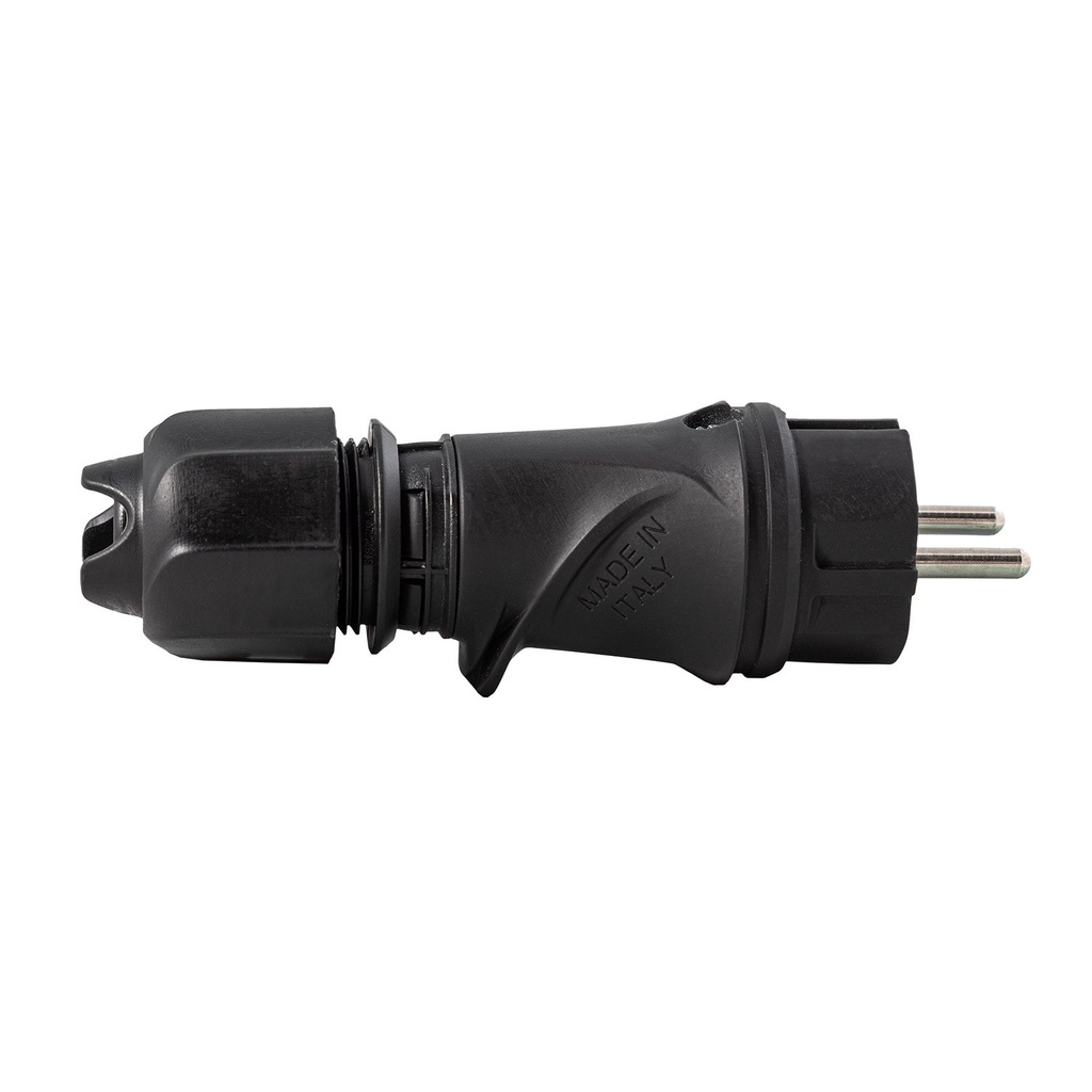 Spina Schuko nera con anello 16A 250V IP44 per esterno, per  1