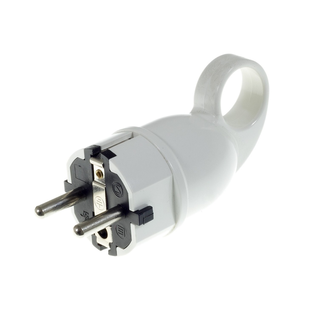 Schuko-Komfort-Stecker mit Ring 16A 250V – Weiß – Foto 3