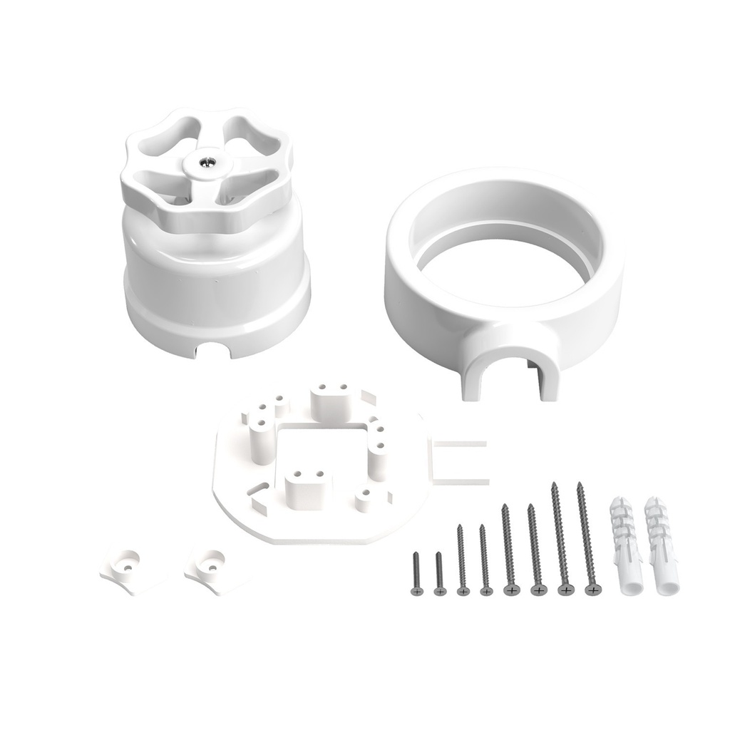 Switch/diverter kit with knob and base for Creative-Tubes in white porcelain – 1 outlet, White – photo 3