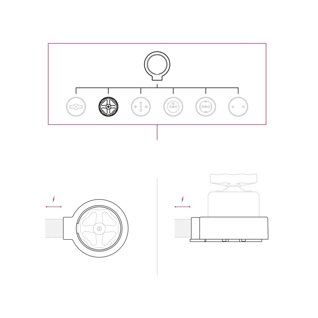 Switch/diverter kit with knob and base for Creative-Tubes in white porcelain – 1 outlet, White – photo 7