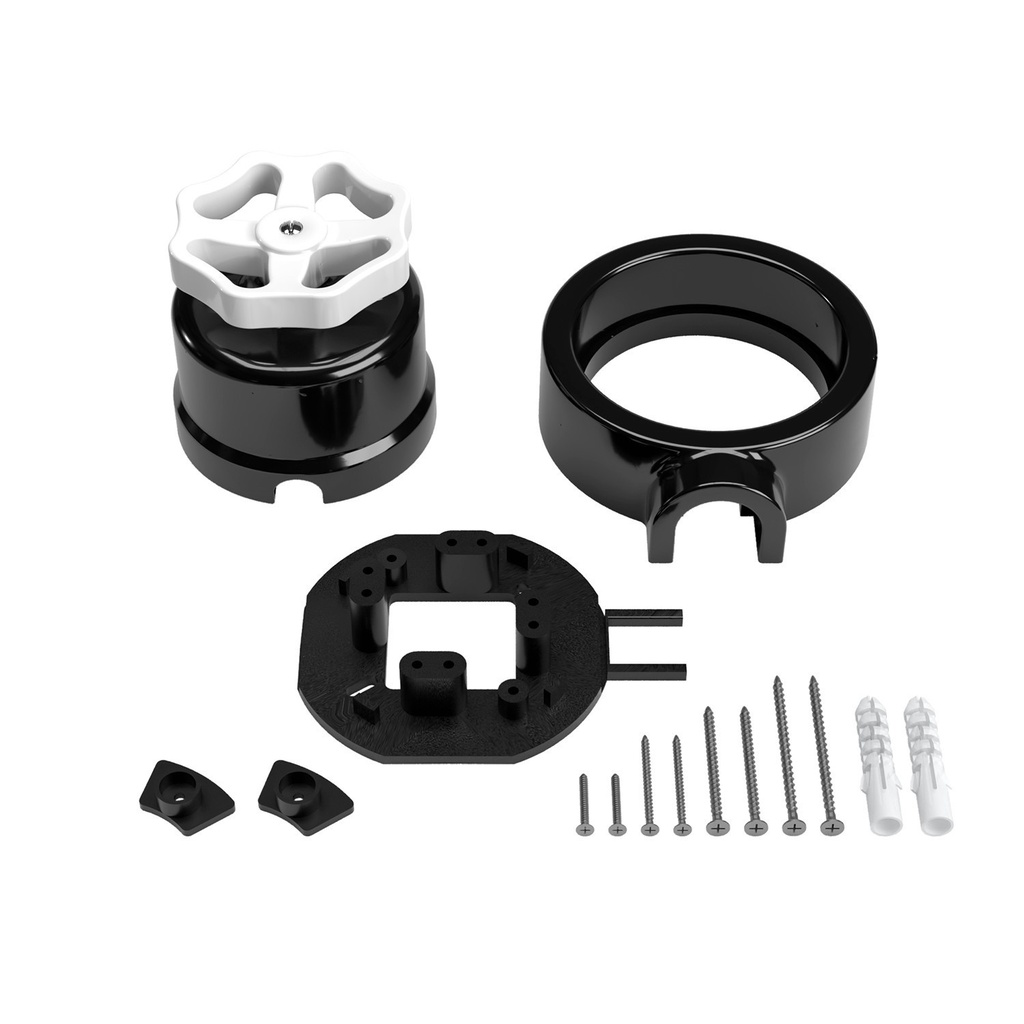 Kit interrupteur/va-et-vient avec bouton et socle pour Creative-Tubes en porcelaine noire – 1 sortie, Blanc – photo 3