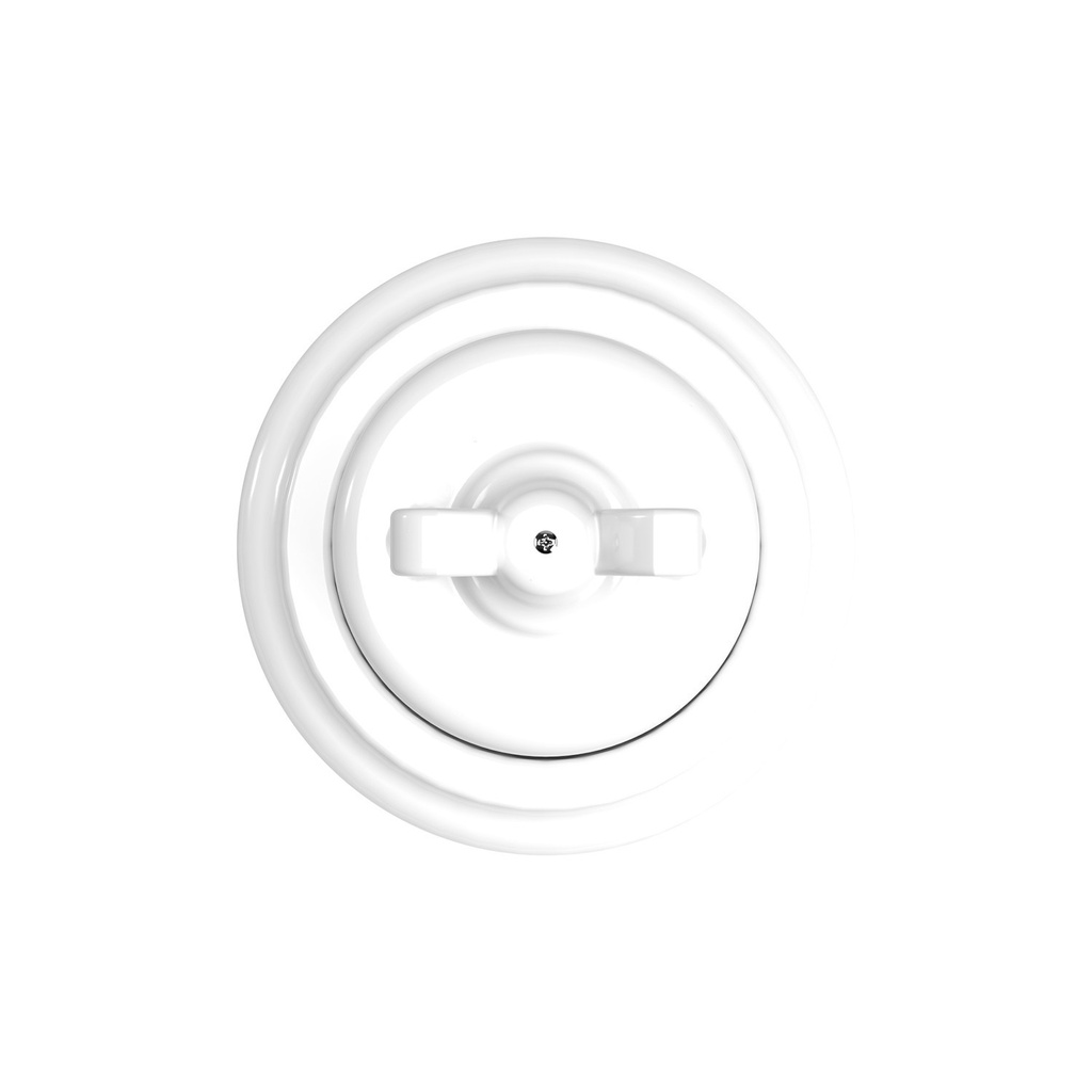 Switch/two-way switch kit with butterfly nut and white porcelain base – White – photo 2