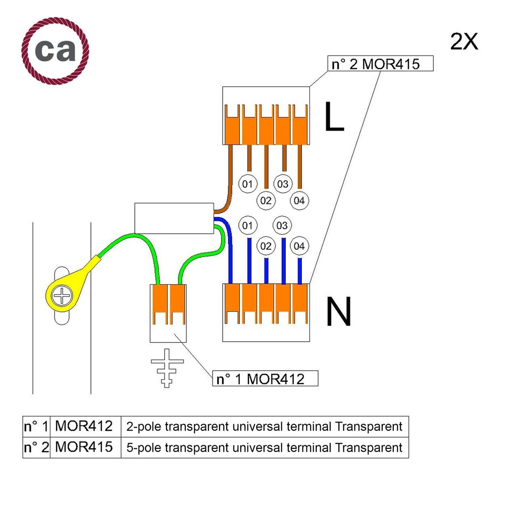 Kit de connexion WAGO compatible avec câble 2x pour rosace à 4 trous – photo 2