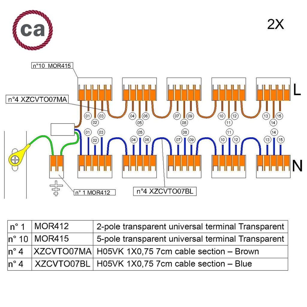 Kit de connexion WAGO compatible avec câble 2x pour rosace à 15 trous – photo 2