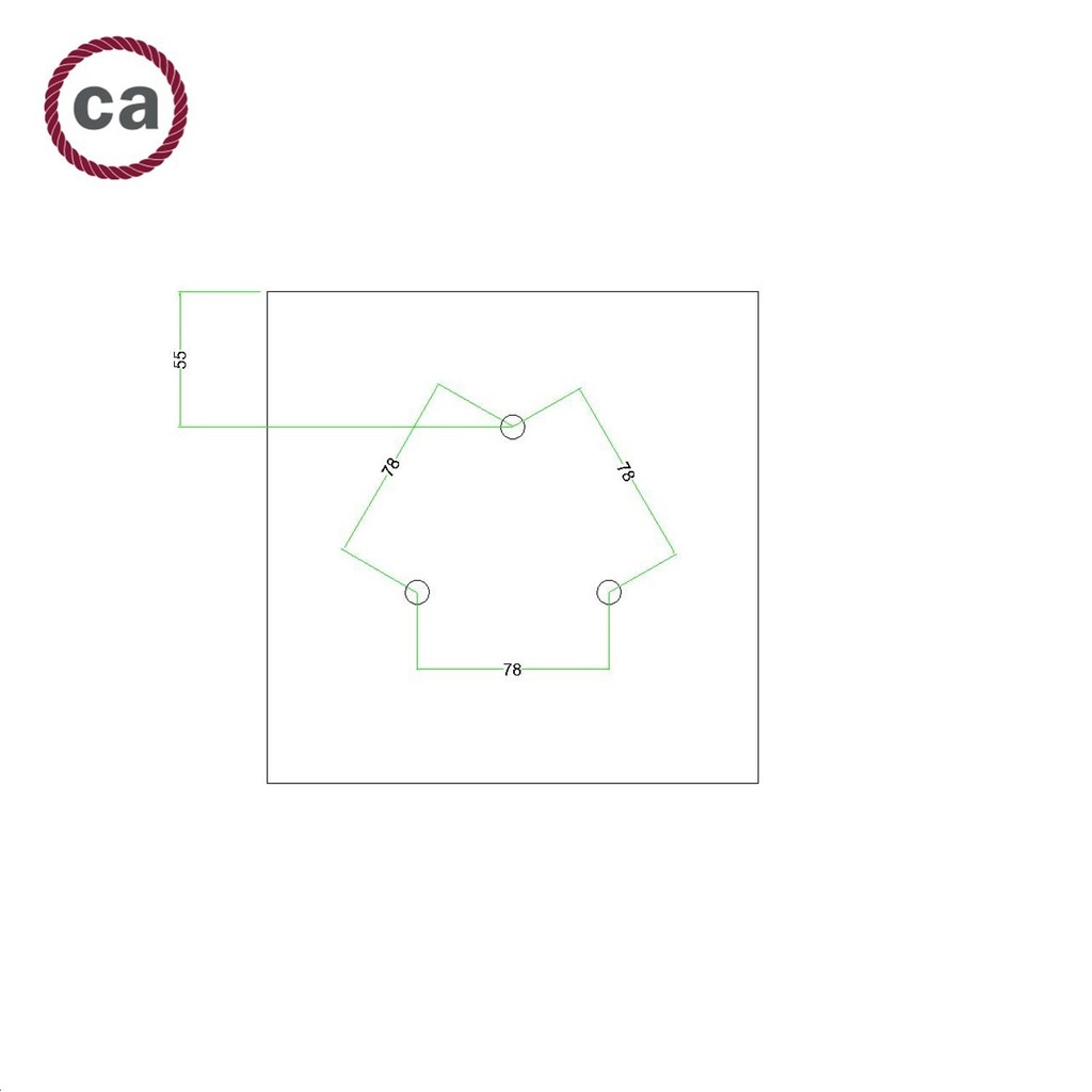 Square Rose-One ceiling rose kit with 3 holes and 4 side holes, 200 mm – photo 7