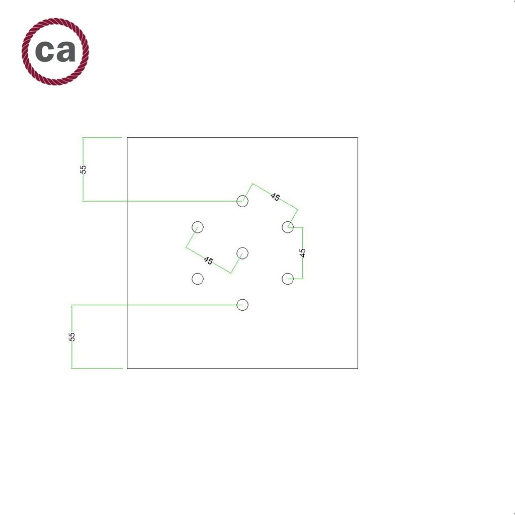 Quadratischer Rose-One-Baldachin, 200 mm mit 7 Löchern und 4 seitlichen Löchern – Foto 7
