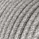 Cablaggio per lampada con cavo grigio in lino 1.80 m – Spina EU, Bianco – foto 2